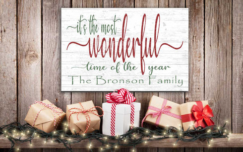 It's The Most Wonderful Time Of The Year Christmas Sign Personalized