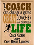 Personalized Lacrosse Coach Gift Plaque