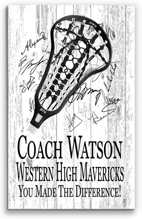 Lacrosse Coach Gift Plaque - Personalized Signable Team Award