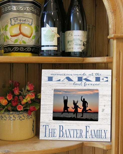 Lake House Frame With Printed Photo -Upload Your Picture Memories Made At The Lake Last Forever