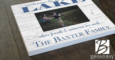 Lake House Photo Frame With PRINTED PICTURE on WOOD Personalized