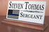 Police Desk Nameplate - Thin Blue Line Flag Custom Marble Name Plate for Law Enforcement