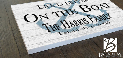 Personalized Boat Sign – “Life Is Better on the Boat” | Custom Family Name & Established Year Plaque