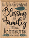 Life's Greatest Blessing Is Family Sign PERSONALIZED Housewarming or Wedding Gift