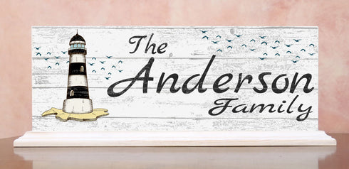Lighthouse Family Name Sign for Mantel Or Shelf