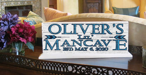 Little Man Cave Sign PERSONALIZED With Name Shelf or Boys Bedroom