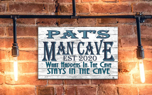 Personalized Man Cave Gift – Custom Wood Sign with Name & Est. Year | Funny Cave Decor for Him