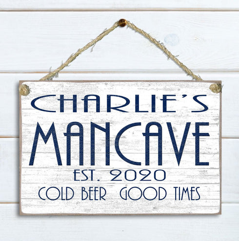 Man Cave Sign Personalized Decoration Customized With Name For Dad, Son, or Husband
