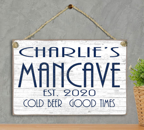 Man Cave Sign Personalized Decoration Customized With Name For Dad, Son, or Husband