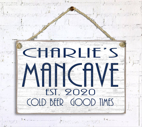 Man Cave Sign Personalized Decoration Customized With Name For Dad, Son, or Husband