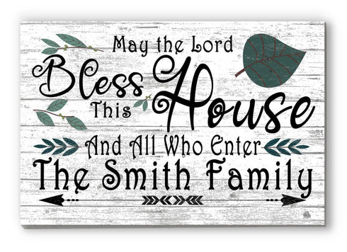 Personalized Sign - May The Lord Bless This House And All Who Enter - Large Wood