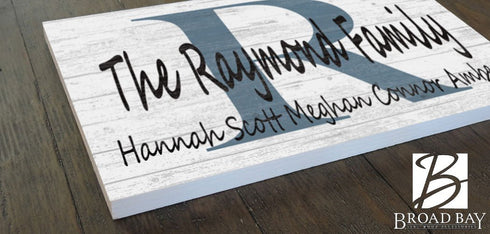 Monogram Family Name Sign Custom With Est. Date or Family Member Names
