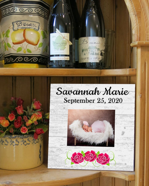 New Baby Picture Frame Upload Photo - Custom Name and Birthday
