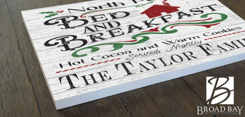 North Pole Christmas Sign Personalized North Pole Bed & Breakfast