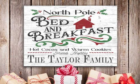 North Pole Christmas Sign Personalized North Pole Bed & Breakfast
