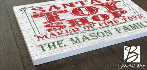 Old Fashioned Christmas Sign Santa's Toy Shop Christmas Holiday Sign Personalized