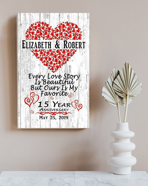 Personalized 15 Year Anniversary Gift Sign 15th For Husband, Wife or A Couple
