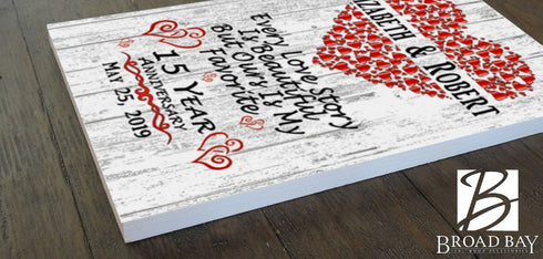 Personalized 15 Year Anniversary Gift Sign 15th For Husband, Wife or A Couple