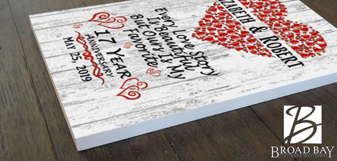 Personalized 17 Year Anniversary Gift Sign 17th For Husband, Wife or A Couple