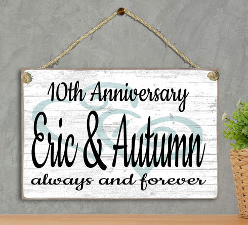 Personalized Anniversary Sign By Year Custom Gift For Wedding Anniversary for Husband Wife or Couples