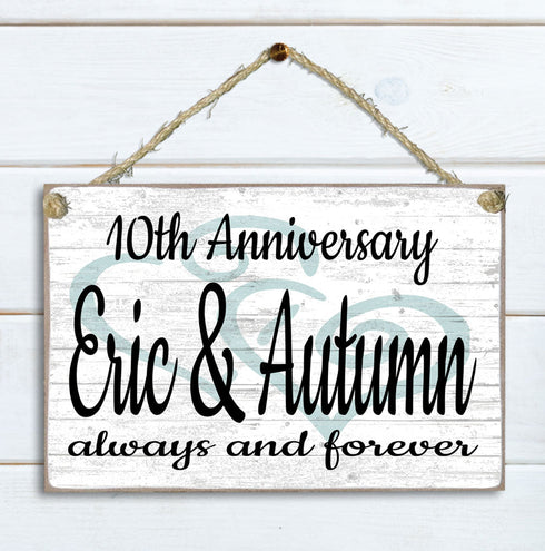 Personalized Anniversary Sign By Year Custom Gift For Wedding Anniversary for Husband Wife or Couples