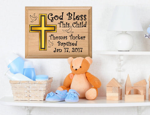 Personalized Baptism Gift Plaque for Boys or Girls - Custom Wood