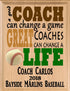 Custom Baseball Coach Gift – Personalized Wood Plaque with Name & Year – “Great Coaches Change Lives” – Solid Wood – USA Made – 11x8.5
