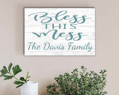 Personalized Bless This Mess Sign Funny Farmhouse Décor