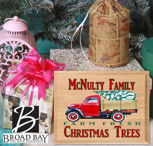 PERSONALIZED Christmas Family Sign Vintage Red Truck Christmas Tree Farm SHIPPING