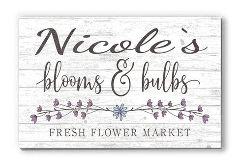 Personalized Flower Market Sign Wood Wall Art