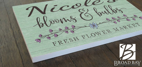 Personalized Flower Market Sign Wood Wall Art