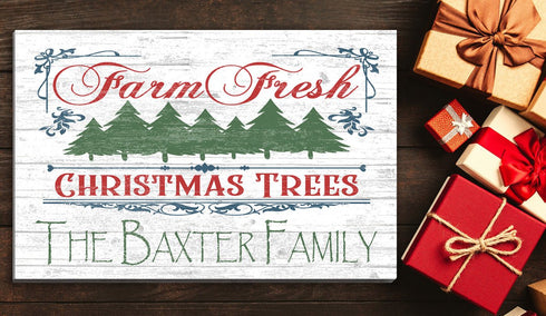 Personalized Fresh Christmas Trees Sign Wooden Decoration