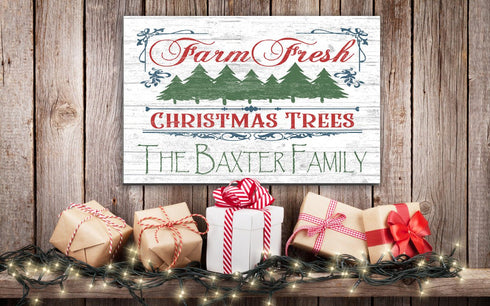 Personalized Fresh Christmas Trees Sign Wooden Decoration