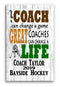 Personalized Hockey Coach Gift Plaque -