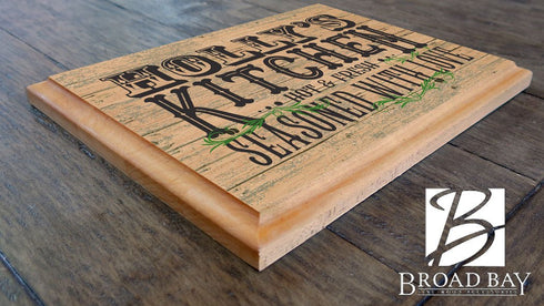 PERSONALIZED Kitchen Sign Wall Art Gift Rustic Seasoned With Love Design