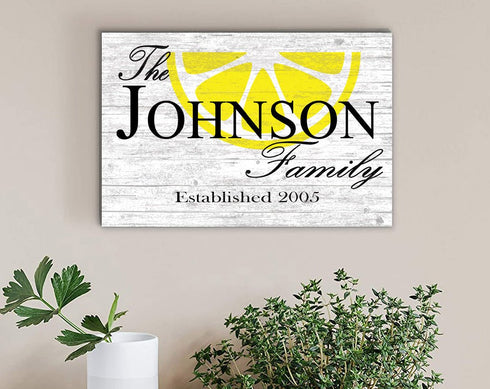 Personalized Lemon Family Name Sign Customized Wood Farmhouse Decor Gift