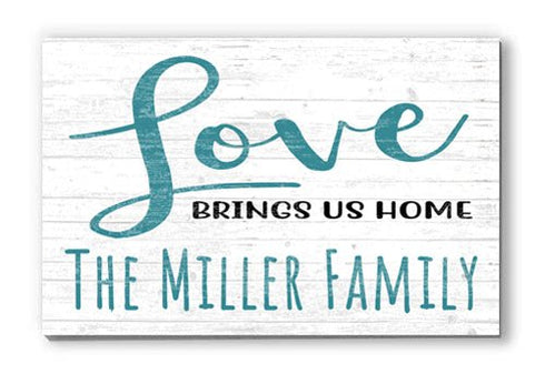 Personalized Love Brings Us Home Family Sign