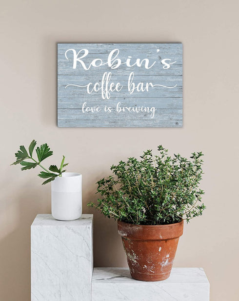 Personalized Love Is Brewing Coffee Bar Sign