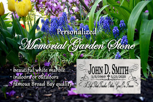 Personalized Loved One Memorial Plaque - Solid Marble - Indoor or Outdoor Garden Gift
