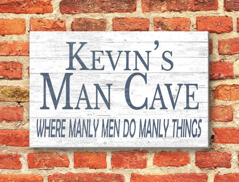 Personalized Man Cave Sign Decoration Custom Solid Wood Gift for Men Husband A Man