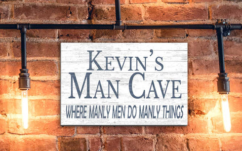 Personalized Man Cave Sign Decoration Custom Solid Wood Gift for Men Husband A Man