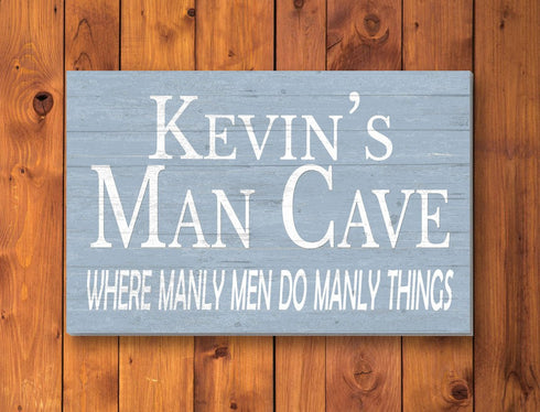 Personalized Man Cave Sign Decoration Custom Solid Wood Gift for Men Husband A Man