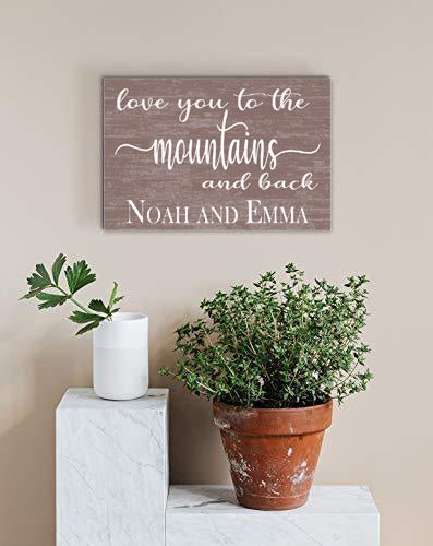 Personalized Mountain Love Sign – “Love You to the Mountains and Back” | Custom Couple’s Wall Art
