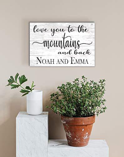 Personalized Mountain Love Sign – “Love You to the Mountains and Back” | Custom Couple’s Wall Art