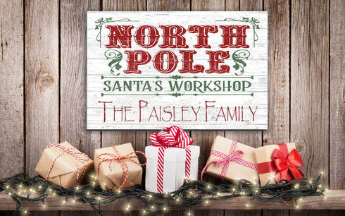 Personalized Santa's Workshop Wood Christmas Sign