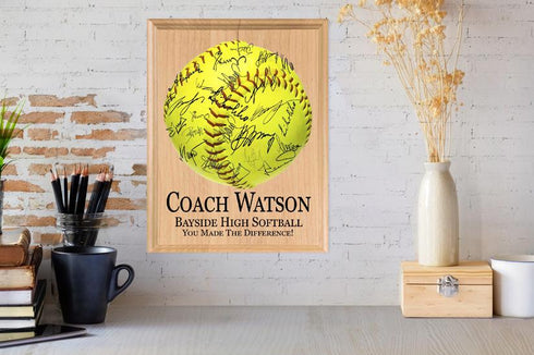 Personalized Softball Coach Gift PLAQUE For Team Notes and Signatures