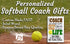 Personalized Softball Coach Gift Plaque - Custom Wood Award for Great Coaches