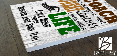 Personalized Swimming Coach Gift Plaque for Great Swim Team Coaches Custom Made
