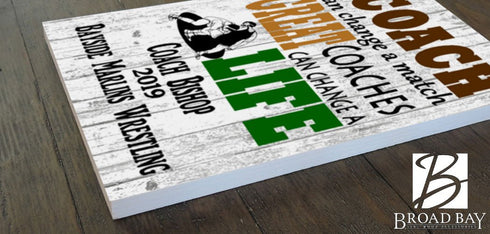 Personalized Wrestling Coach Gift Plaque For Great Coaches