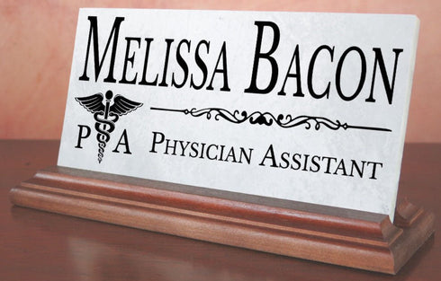 Physician Assistant Nameplate PA Gift - Solid Marble - Custom Name Plate for PAs